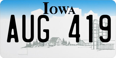 IA license plate AUG419