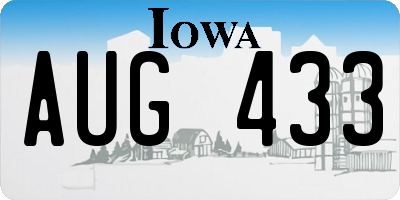 IA license plate AUG433