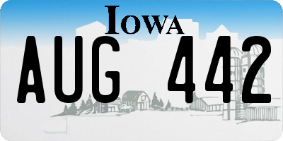 IA license plate AUG442
