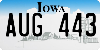 IA license plate AUG443