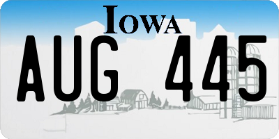 IA license plate AUG445
