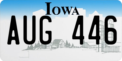 IA license plate AUG446