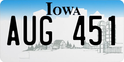 IA license plate AUG451