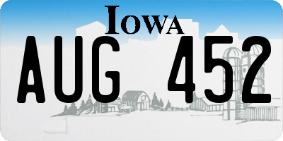 IA license plate AUG452