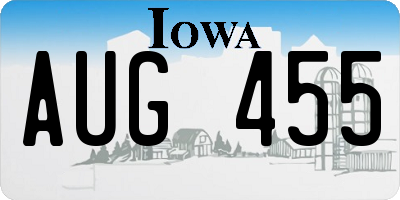 IA license plate AUG455