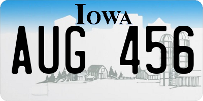 IA license plate AUG456