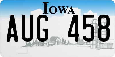IA license plate AUG458