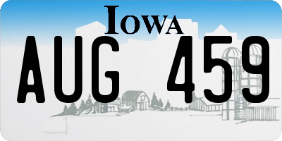 IA license plate AUG459