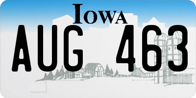 IA license plate AUG463