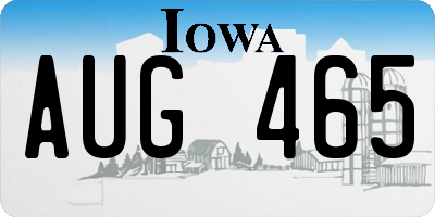 IA license plate AUG465