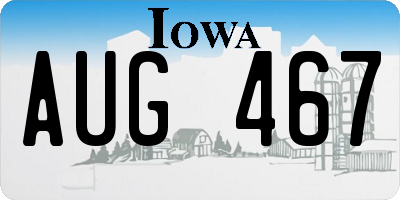 IA license plate AUG467
