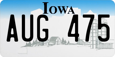 IA license plate AUG475