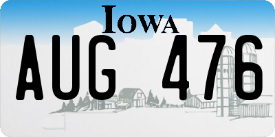 IA license plate AUG476