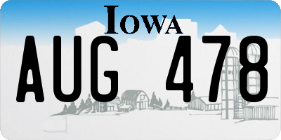 IA license plate AUG478
