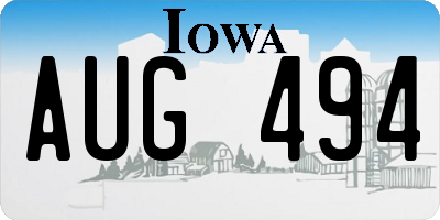 IA license plate AUG494