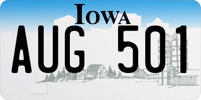 IA license plate AUG501