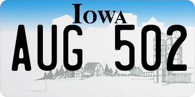 IA license plate AUG502