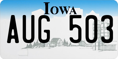 IA license plate AUG503