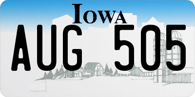 IA license plate AUG505