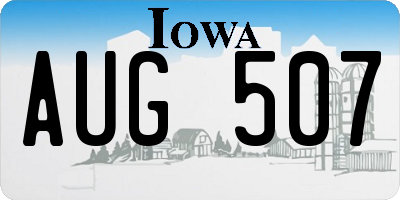 IA license plate AUG507