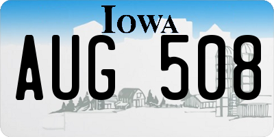 IA license plate AUG508