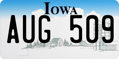 IA license plate AUG509