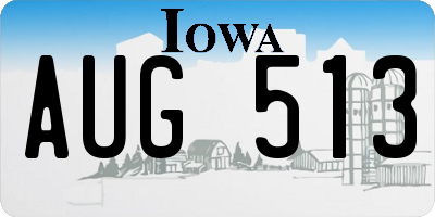 IA license plate AUG513