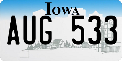 IA license plate AUG533