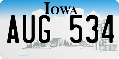 IA license plate AUG534