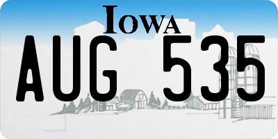 IA license plate AUG535