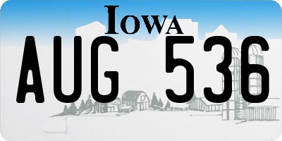 IA license plate AUG536
