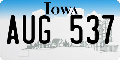 IA license plate AUG537