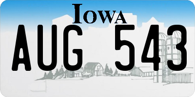 IA license plate AUG543