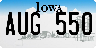 IA license plate AUG550