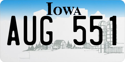 IA license plate AUG551