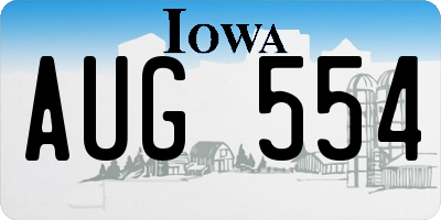IA license plate AUG554