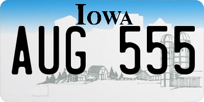 IA license plate AUG555