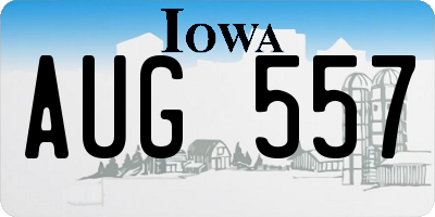 IA license plate AUG557
