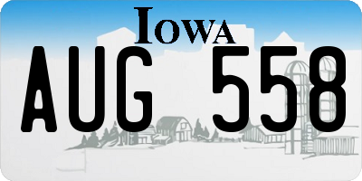 IA license plate AUG558
