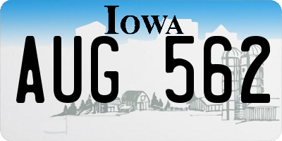 IA license plate AUG562