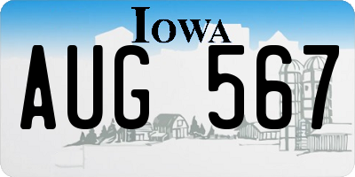 IA license plate AUG567