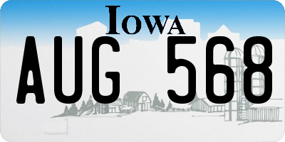 IA license plate AUG568