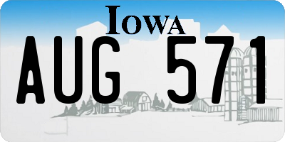 IA license plate AUG571
