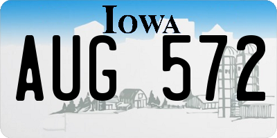 IA license plate AUG572