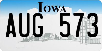 IA license plate AUG573