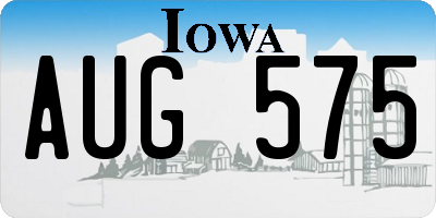 IA license plate AUG575