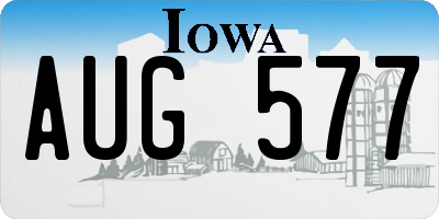 IA license plate AUG577
