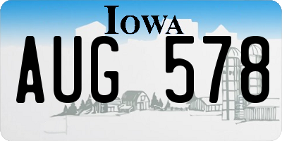 IA license plate AUG578