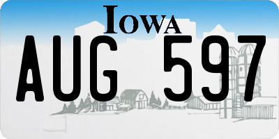 IA license plate AUG597