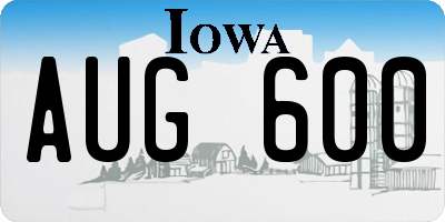 IA license plate AUG600